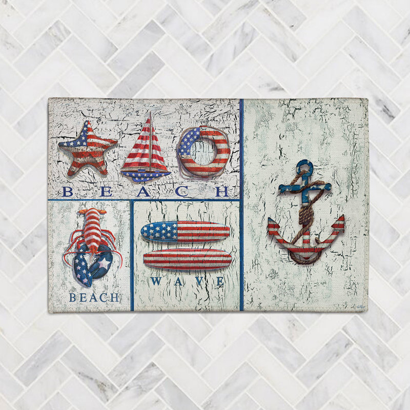  Tapis en chenille Patriotic Coastal Mix, Rectangle 4 pi x 6 pi