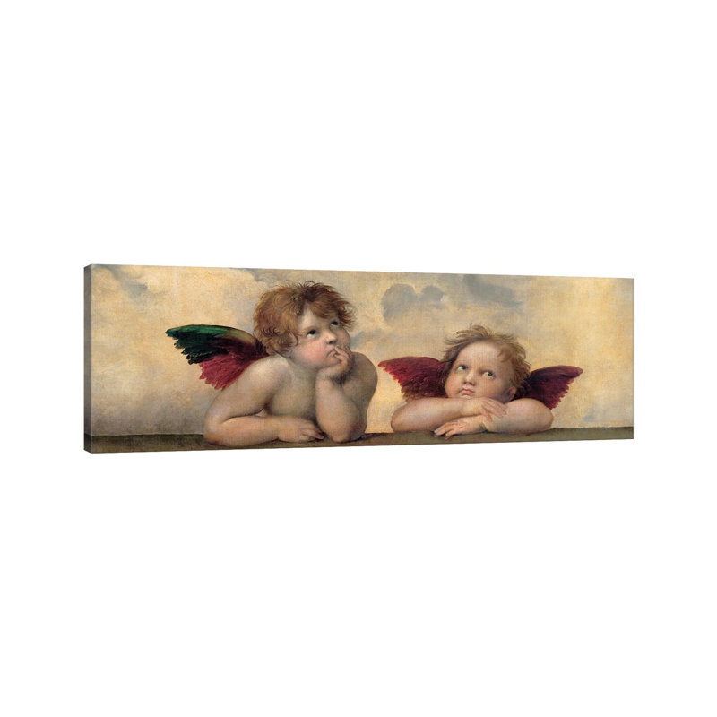 Angeli - Madonna Sistina, Cropped by Raphael - Wrapped Canvas Panoramic Painting, 152.4 cm H x 50.8 cm W x 3.175 cm D