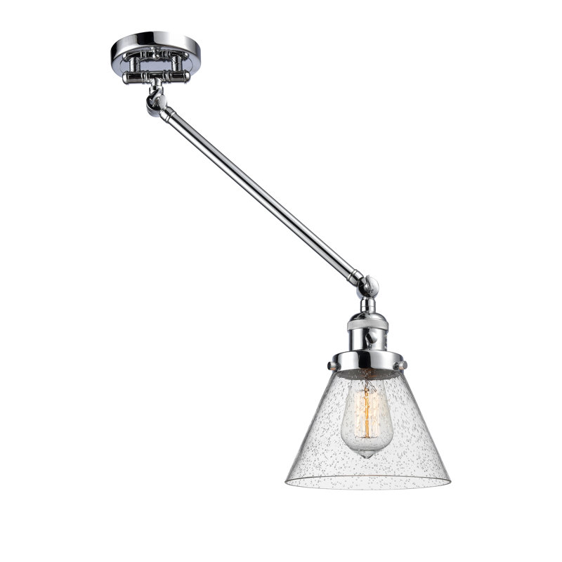 Cone 1 Light  Swing Arm, Polished Chrome, Plated Smoke, Bulb Not Included