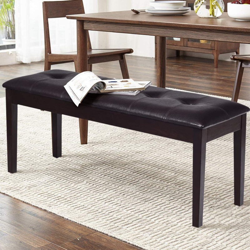 Upholstered Wooden Bench, Brown