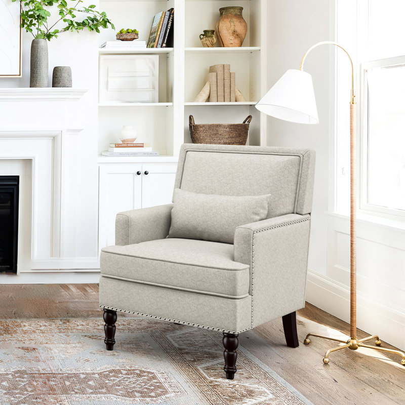 Arene Upholstered Armchair, Beige Linen