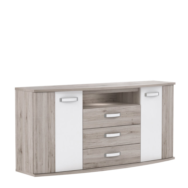 Mickie 169.8cm Sideboard, Sand oak/White gloss