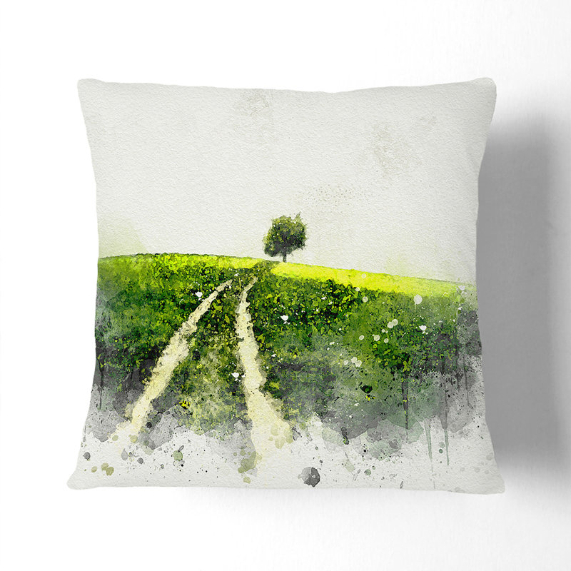 Path to a Lone Tree Cushion with Filling, Stone, 40cm H x 40cm W x 15cm D