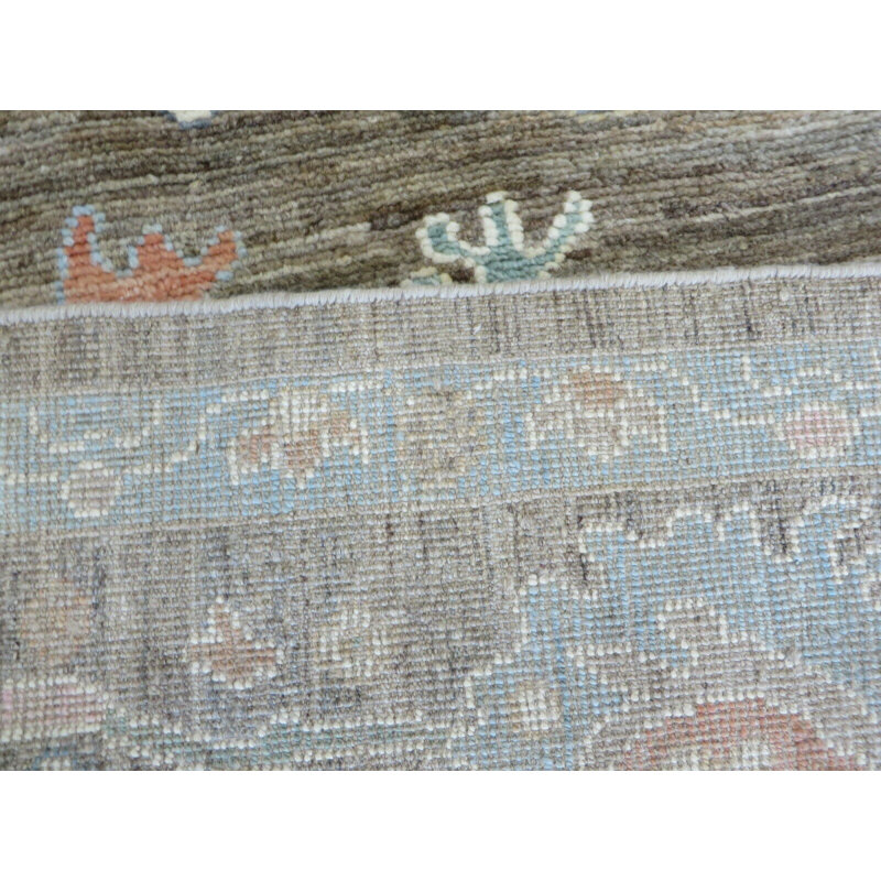 Tapis oriental brun Oushak coloré brun chocolat noué à la main 8 x 9 pi 8 po G10957