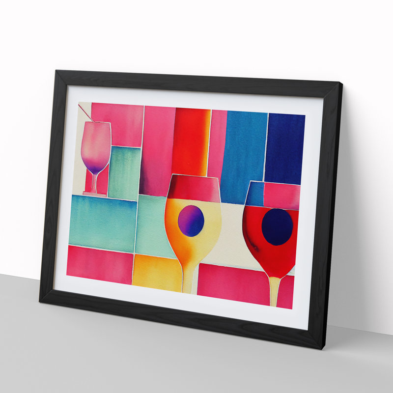 Watercolour Cocktail Painting Vol.2 Abstract - Single Picture Frame Print, Black Framed, 46cm H x 64cm W x 2cm D