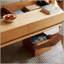 Table basse surélevée 100% chêne massif avec plateau supérieur et tablette de rangement, facile à assembler, couleur naturelle