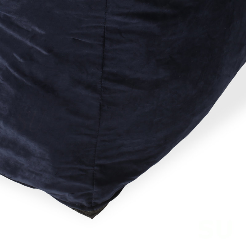 Allea Velveteen Bean Bag Chair With Armrests, Dark Blue