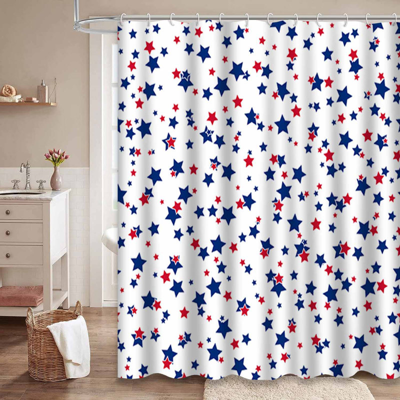 Rideau de douche American Red Patriotic Stars, L 72 po x l 84 po