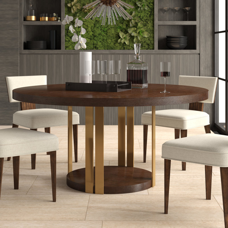 TA Studio No. 1 Round Dining Table, 30" H x 62.25" L x 62.25" W, Brushed Nickel, Anise