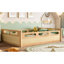 Lit plateforme double pleine grandeur avec garde-corps pleine longueur, base de lit double à profil bas, pas de sommier tapissier, naturel-134087547-134087550