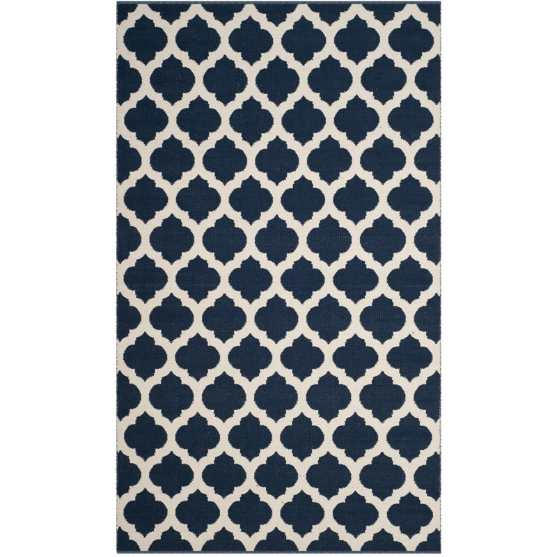 Romona Hand Woven Cotton Geometric Rug, Rectangle 5' x 8'