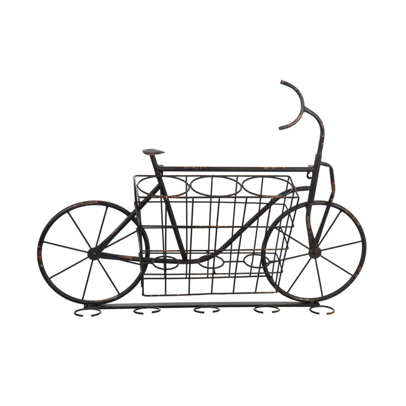 3 - Bottle Wine Bottle & Glass Rack in Black