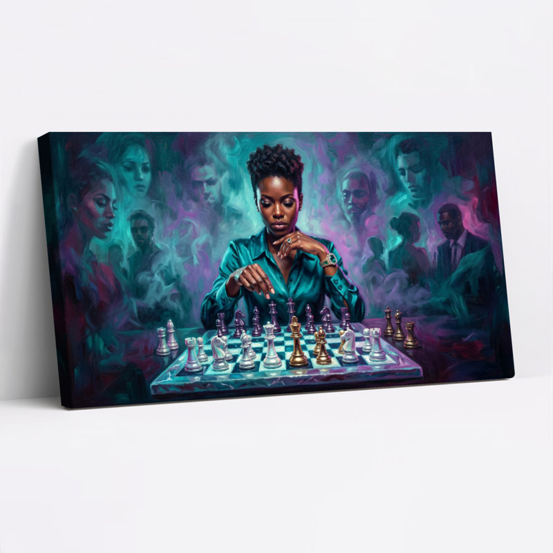 Ensemble de 1 tableau sur toile représentant un joueur d'échecs, L 32 po x H 16 po, Wrapped Canvas