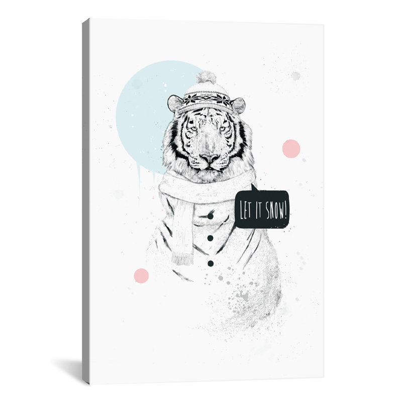 « snow tiger », impression sur toile tendue, H 12 po x l 8 po x P 0,75 po, Toile tendue, Blanc