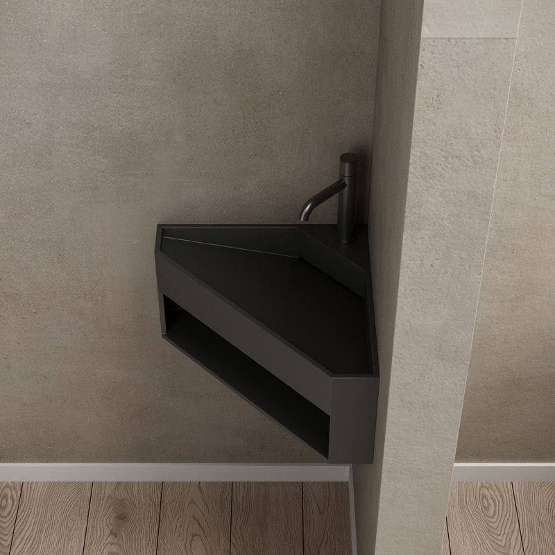 Lavabo de salle de bain triangulaire Monblari, Noir mat