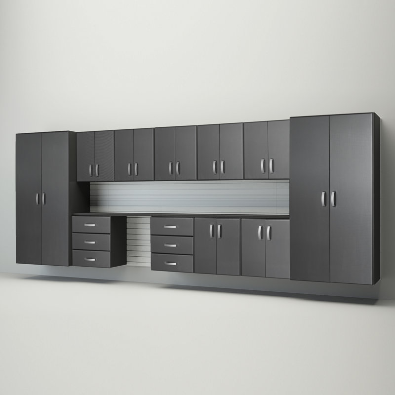 Ensemble d'armoires de rangement Jumbo, Blanc / carbone argenté