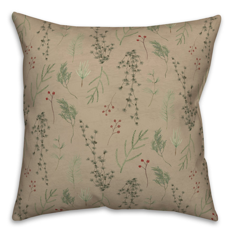 Floral Throw Pillow, Brown
