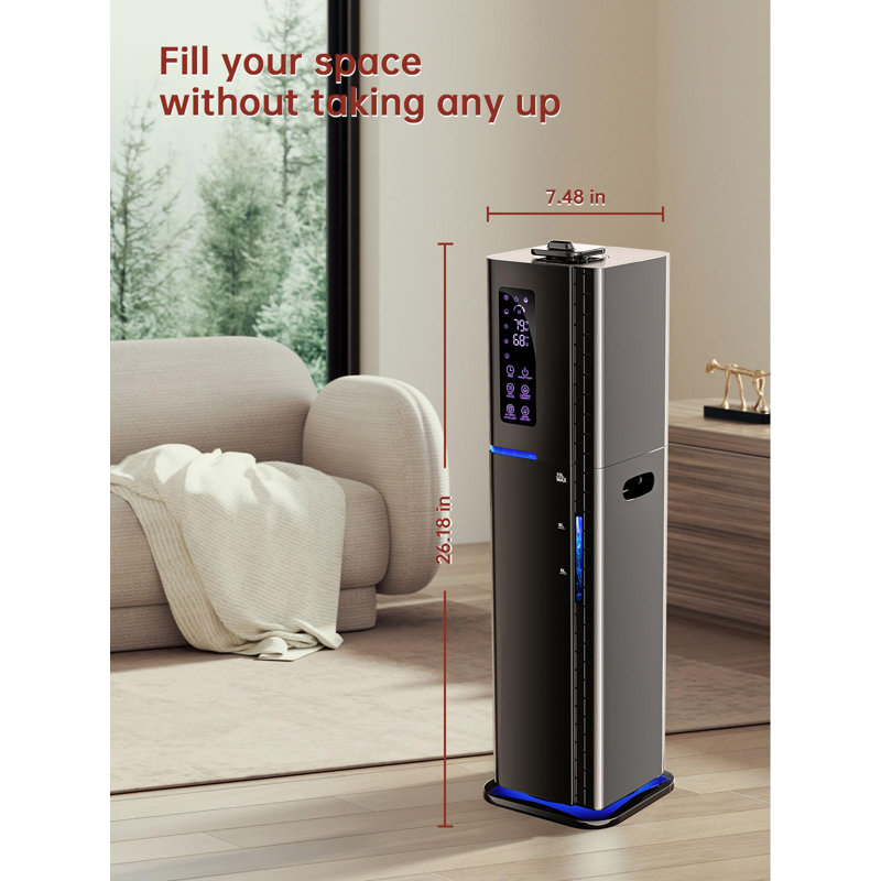 Black Dual Mist Humidifier with LED Control Panel and Remote