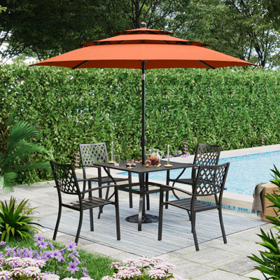 4-Person Steel Patio Dining Set with Square Table