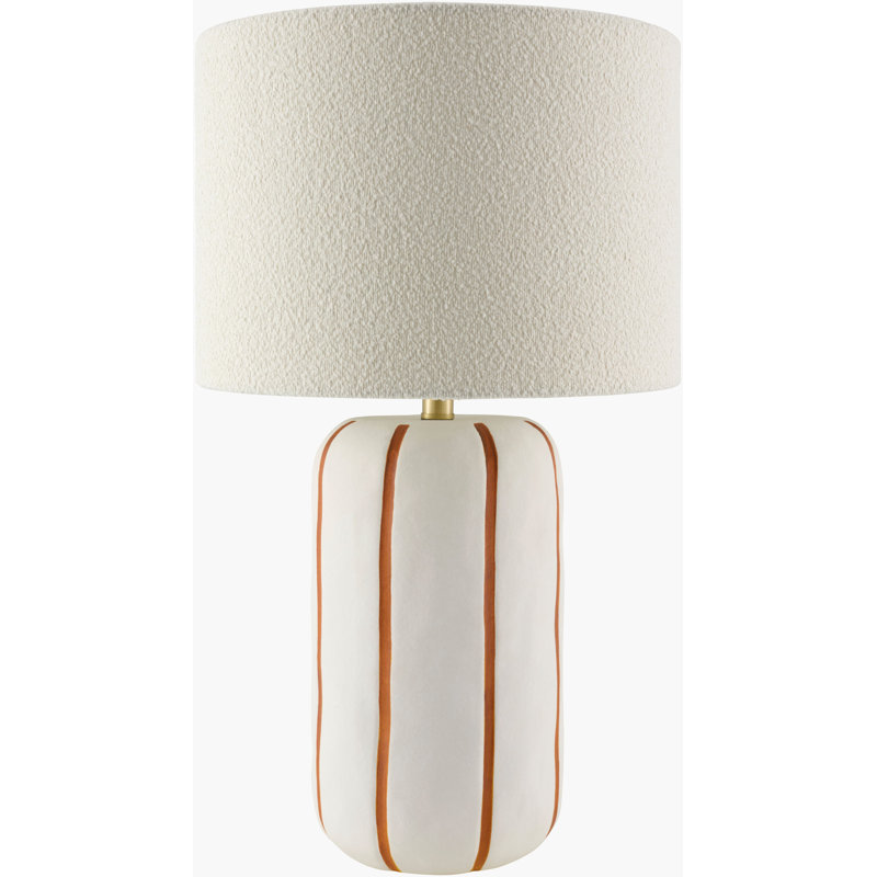 Lampe de table Poelm, H 25 po x l 15 po x P 15 po, Crème/orange