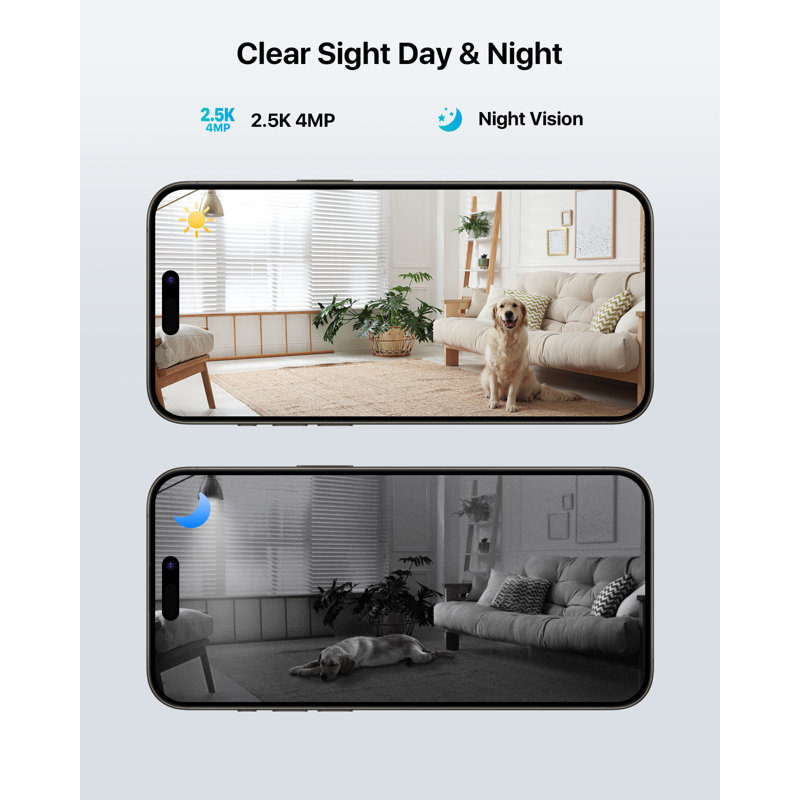 4MP 360° Pan/Tilt Security IP Camera with Monitor for Baby/Pet, One-Touch Call, 2-Way Video, Human Tracking