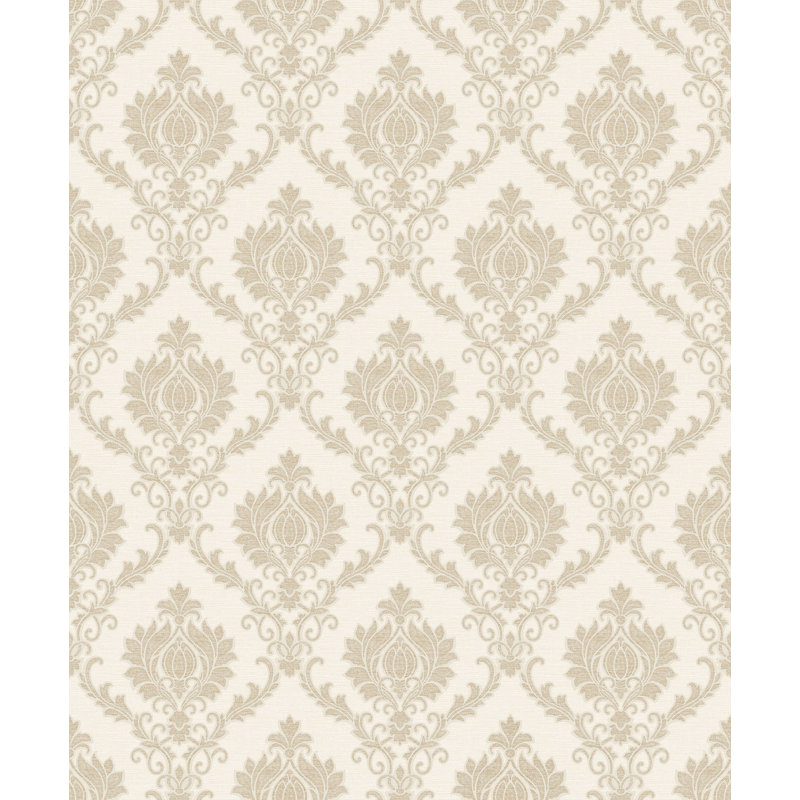 Italian Classics 4 Damask 3D Embossed Wallpaper Roll, Cream