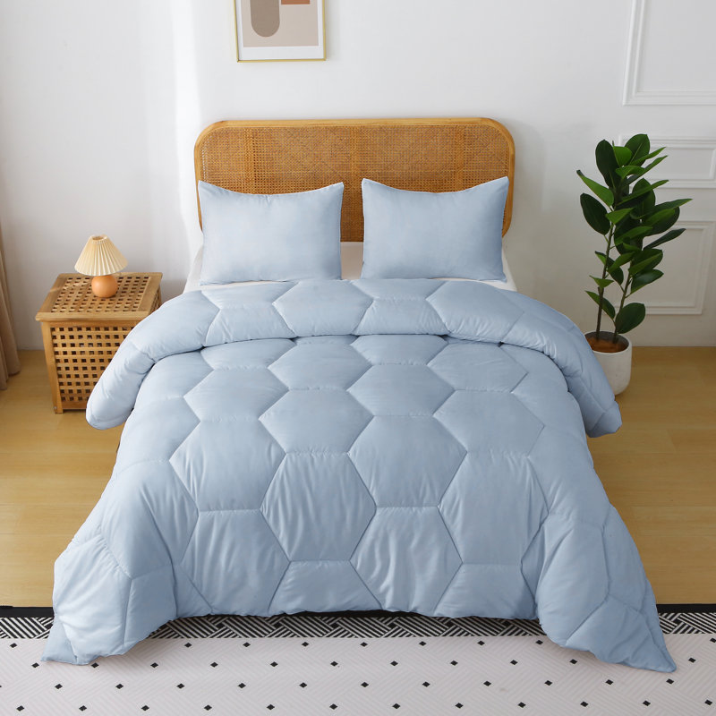 Ensemble d'édredon en microfibre Better Style Home, Bleu, Édredon pour lit simple + 1 taie décorative stan