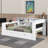 Wood Full Size Platform Bed With Storage Shelves, Drawers, Charging Station, LED, Desk And Upholstered Headboard-1366986530