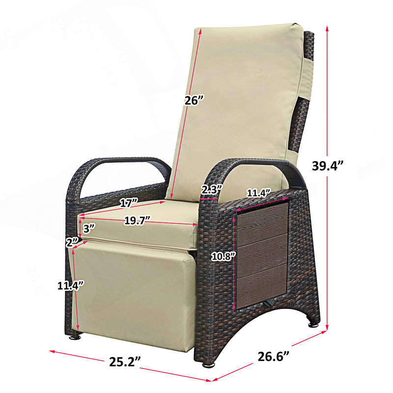 Fauteuil inclinable d'extérieur, fauteuil inclinable réglable, Kaki