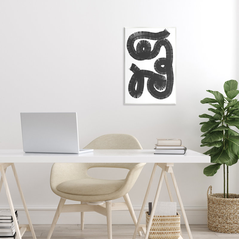 Plaque murale en spirale noire et blanche, design par Anna Lischenko, H 15 po x l 10 po