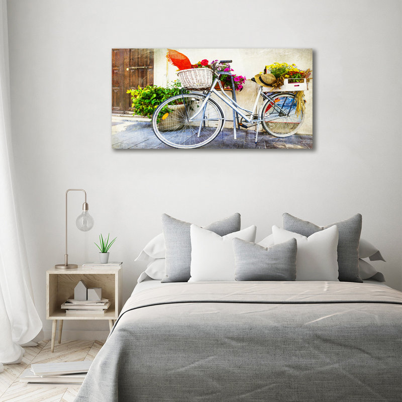White Bicycle - No Frame Print on Canvas