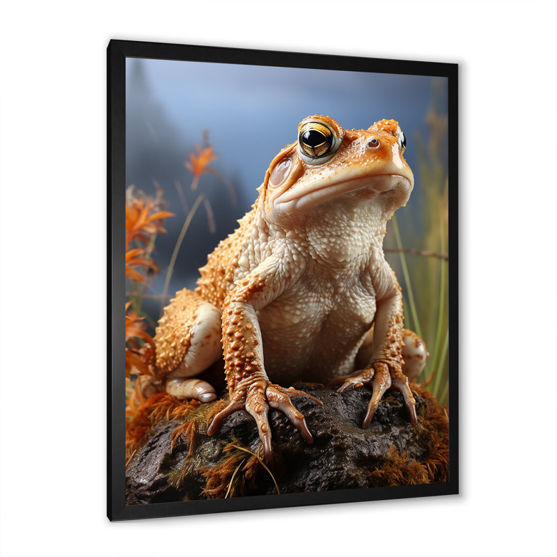 Portrait de grenouille classique sur toile, H 20 po x l 12 po x P 1 po, Cadre simple noir