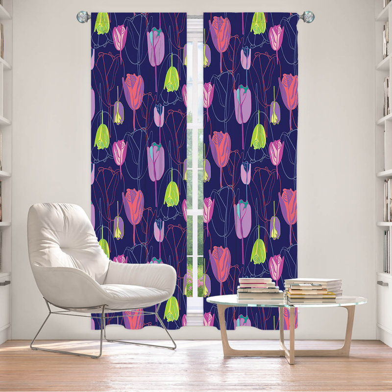 Paire de rideaux obscurcissant en polyester Kumari, Vert / bleu / mauve / rose, L 20 po x L 61 po