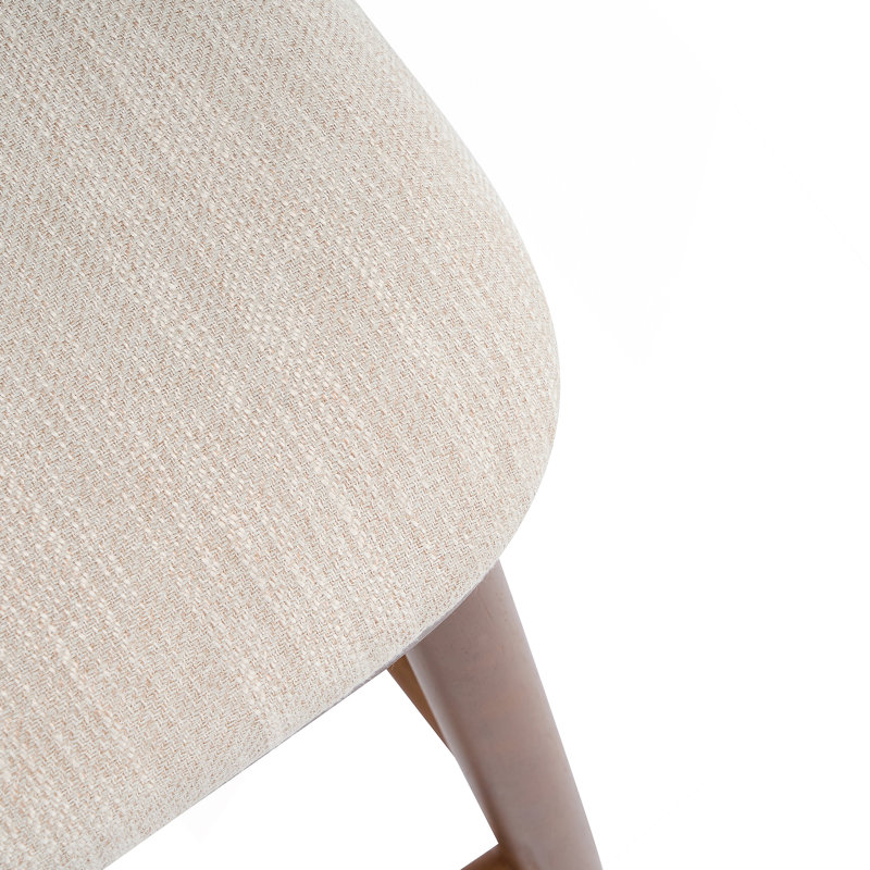 Tabouret de bar d'intérieur en bois, finition noyer avec revêtement beige, ensemble de 2, Beige