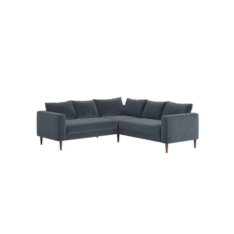 Essential 5-Seat Corner Sectional, Ash Recycled Velvet, Dark Brown