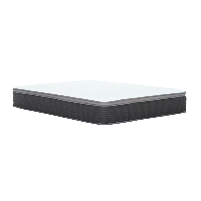 Très grand lit Matelas, mousse viscoélastique imprégnée de gel et ressorts ensachés, blanc / gris - plateau Euro pour plus de soutien, réduction de la rayonne en matière inflammable, différentes tailles de repose-pieds, po, mousse, conception à ressorts, barrière,