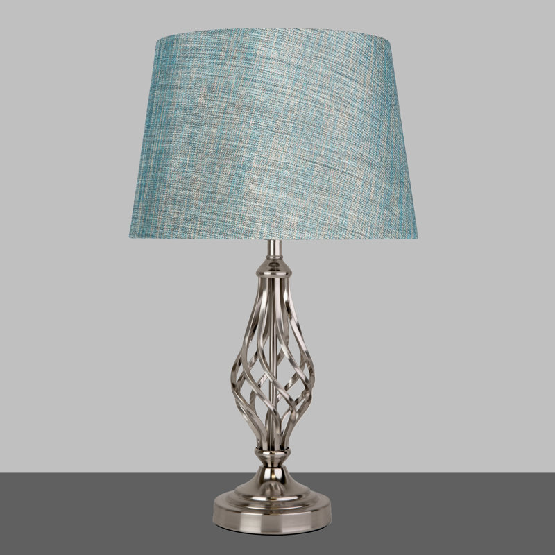 Cortaro Metal Barley Twist Classic Table Lamp, Silver, White