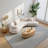128" Modern Curved Sectional Sofa, Butterfly Backrest, Boucle 5-Seater With 3 Pillows, Solid Wood Frame & Steel Springs-1468523605