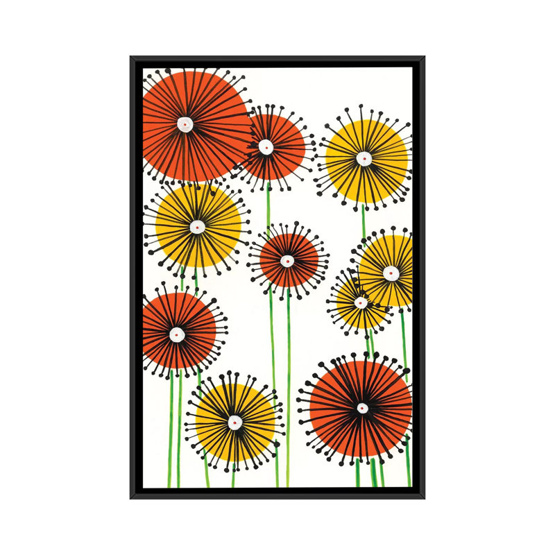 «Flower Wheels II», impression sur toile, H 26 po x l 18 po x P 1,5 po, Toile avec cadre noir, Pas de tapis