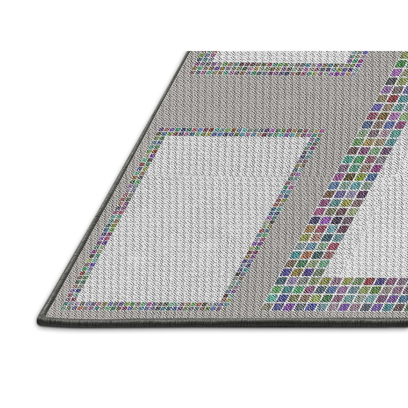 Tapis décoratif gris à motif géométrique Rosenblatt, Rectangle 6 pi x 9 pi