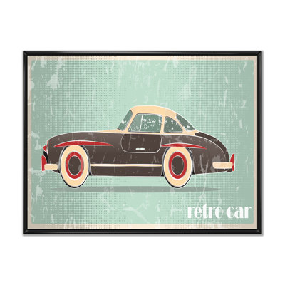 «Vintage Retro Miami Car», reproduction d'art sur toile encadrée