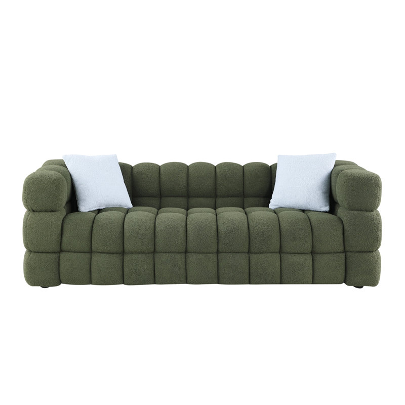 Canapé luxueux moelleux 3 places Boucle Upholstery, Vert olive