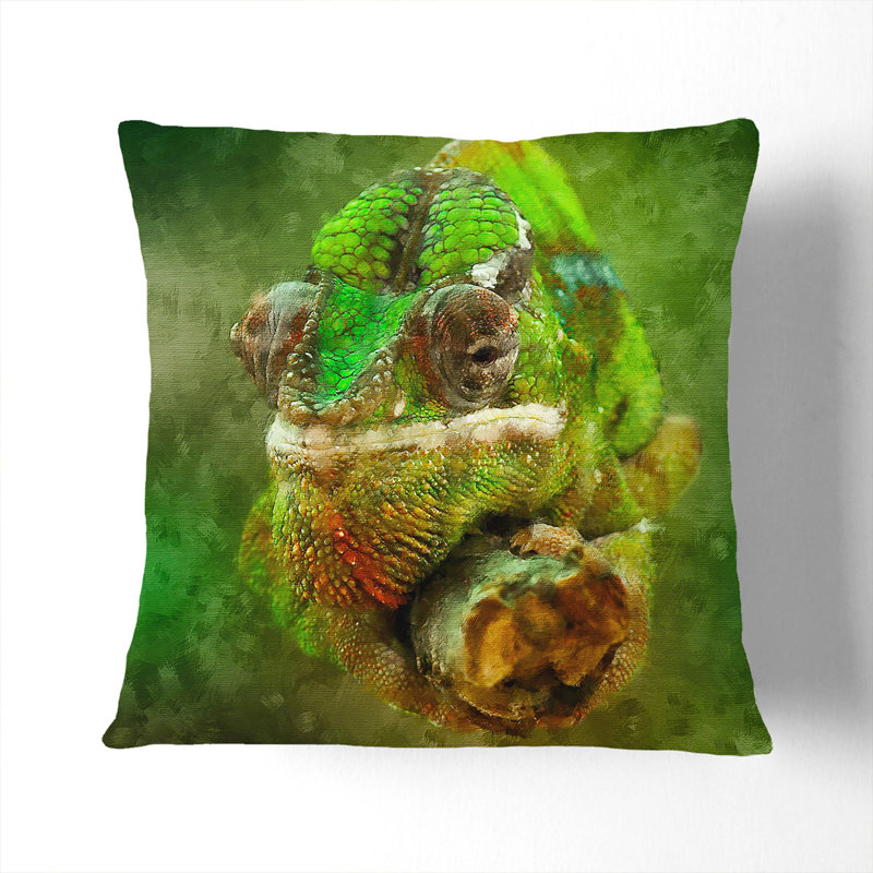 Chameleon Lizard Vol.5 Painting Square Throw Cushion, Black, 55cm H x 55cm W x 20cm D
