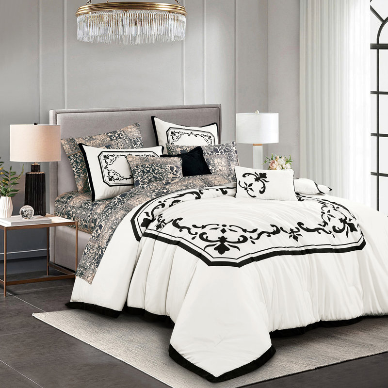Nubia Luxury 10 Pieces Complete Bed-In-A-Bag Set, California King Comforter + 9 Additional Pieces