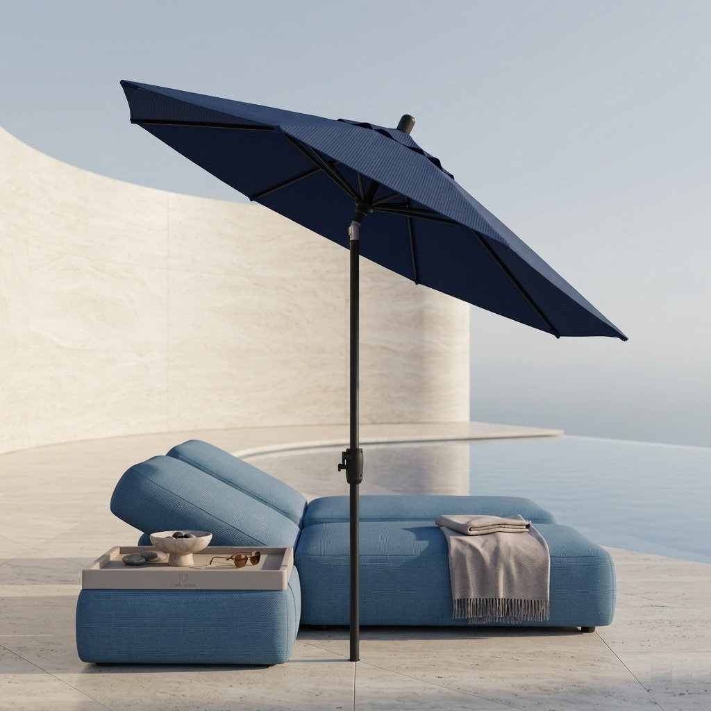 Natalie 8.7' Sunbrella® Market Umbrella, Black Sapphire, Navy Sunbrella®