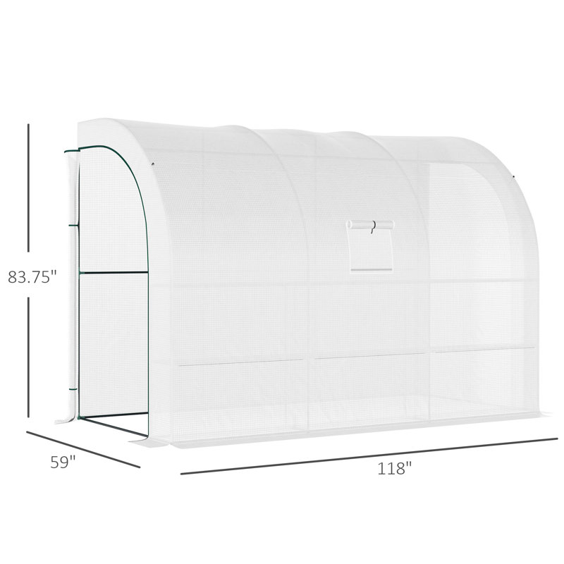 Outsunny 10' X 5' X 7' Lean To Greenhouse, 7' H x 10' W x 8' D, White