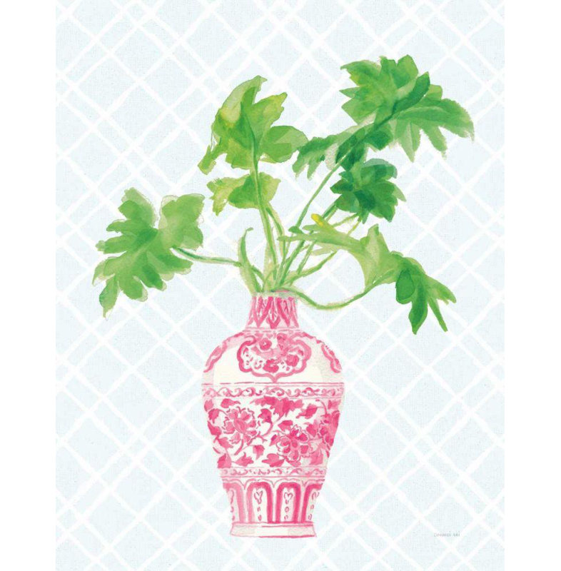 «Red Barrel Studio® Nai, Danhui», reproduction d'art sur toile tendue: Palm Chinoiserie III - rose, H 45 po x l 36 po