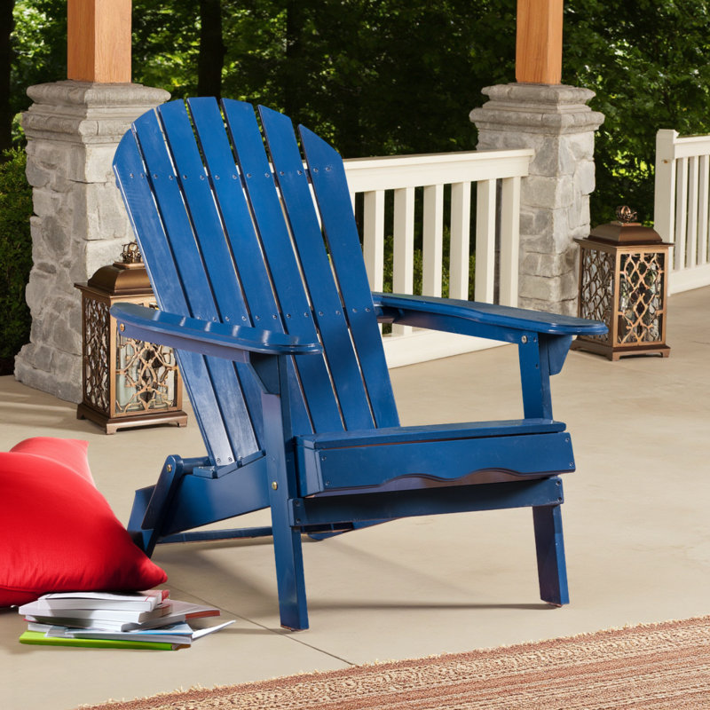 Afore Acacia Wood Folding Adirondack Chair, Blue