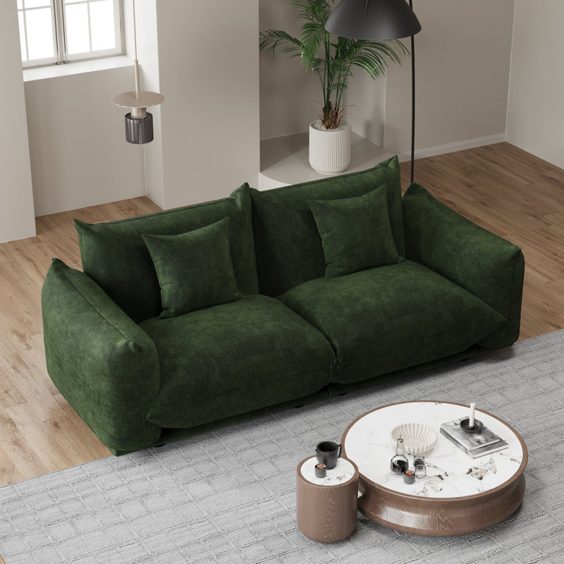 Canapé modulaire en chenille 2 pièces pour petits espaces 2 pièces, Vert, H 33 po x l 74,8 po x P 38,1 po