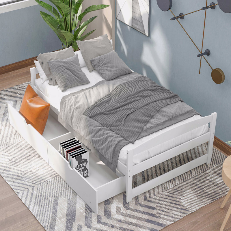 Structure de lit plateforme simple, 2 tiroirs de rangement